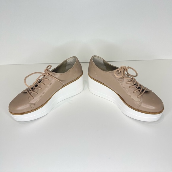Steve Madden Women’s 8 Kimber Platform Wedge Oxfords Nude Brown Leather Shoes - Picture 6 of 11